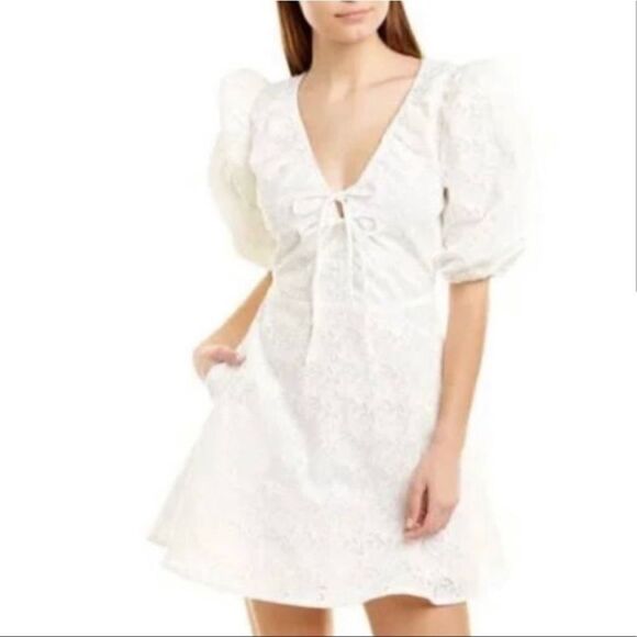 NICHOLAS Women's Danni white eyelet mini dress, size 6 NWT - Picture 2 of 10